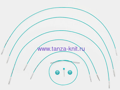 Knit Pro Тросик поворотный Mindful для спиц 10 см, бирюза, 50 см (фото, вид 1)