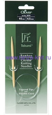 CLOVER Спицы круговые Takumi, бамбук, 40 см № 4,5
