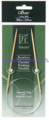 CLOVER Спицы круговые Takumi, бамбук, 80 см № 3